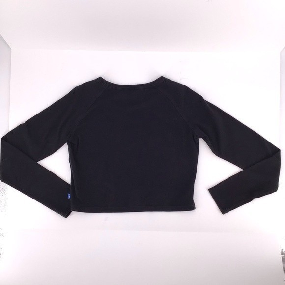 Adidas Women's Black White Long Sleeve Crew Neck Crop Top Size Large - Picture 8 of 12